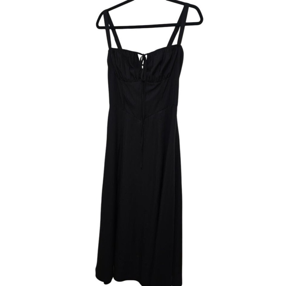 Marthea Black Witchy Whimsigoth Bustier Lace up Back Sleeveless Maxi Dress Adjus